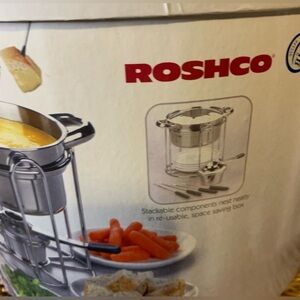 Roshco Stainless Steel Chocolate Cheese Fondue Set